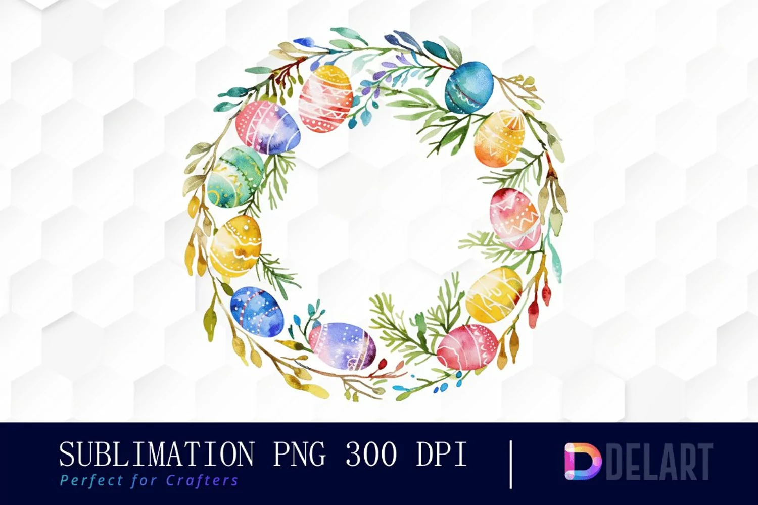 Easter Egg Wreath Illustration Clipart product image 1