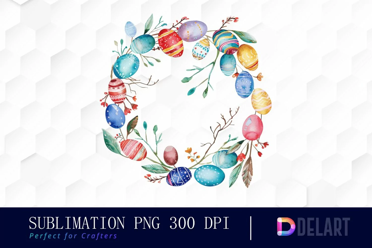 Easter Egg Wreath Illustration Clipart product image 1