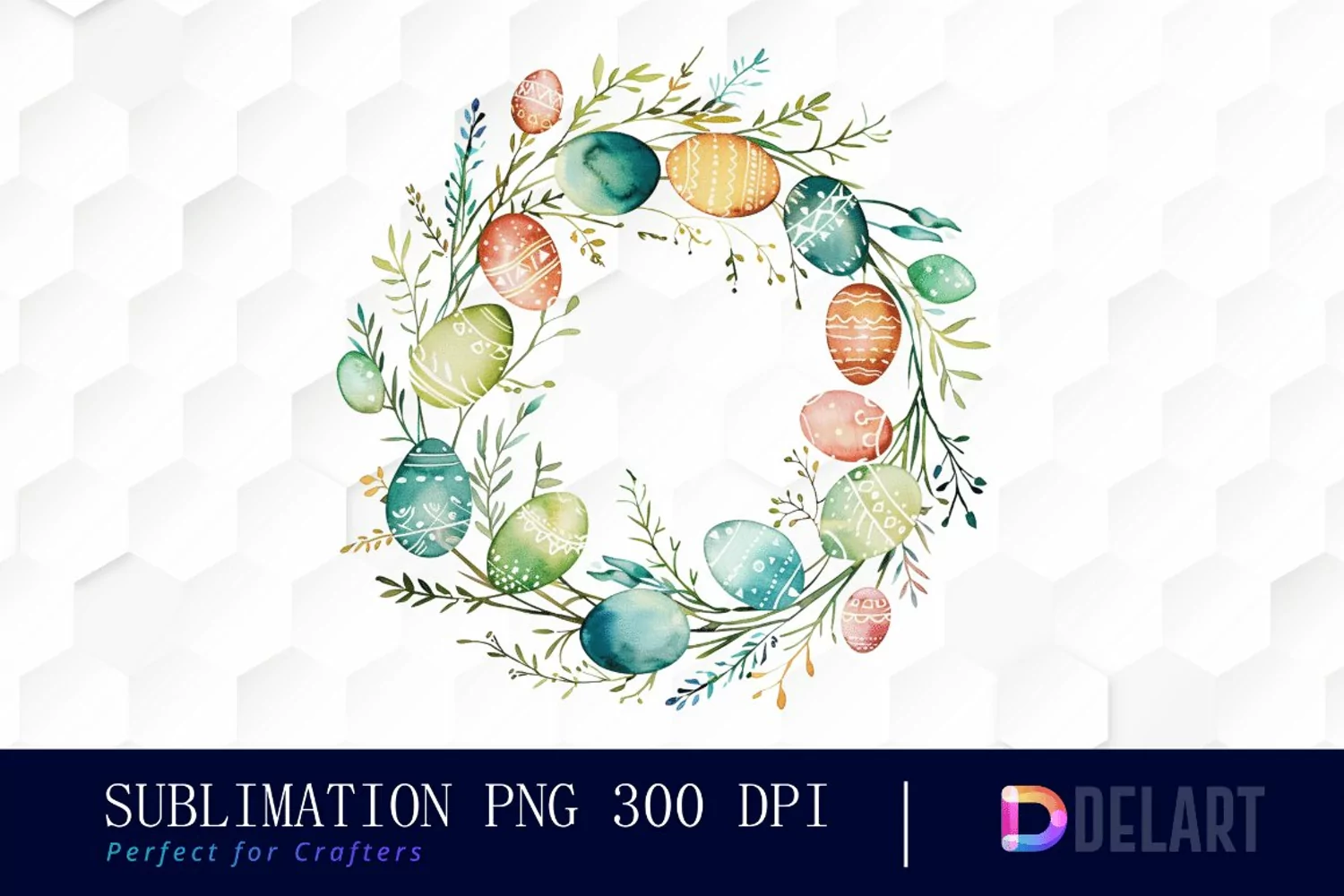 Easter Egg Wreath Illustration Clipart product image 1