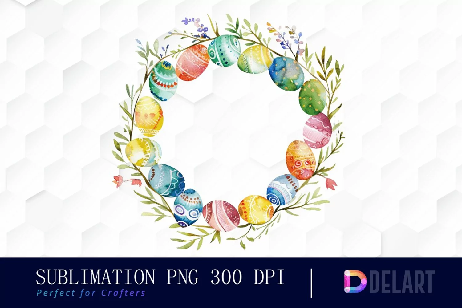 Easter Egg Wreath Illustration Clipart product image 1