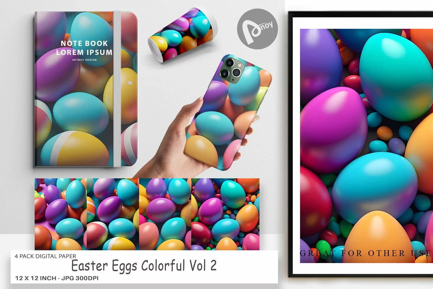 Digital Paper Easter Eggs Colorful product image 1