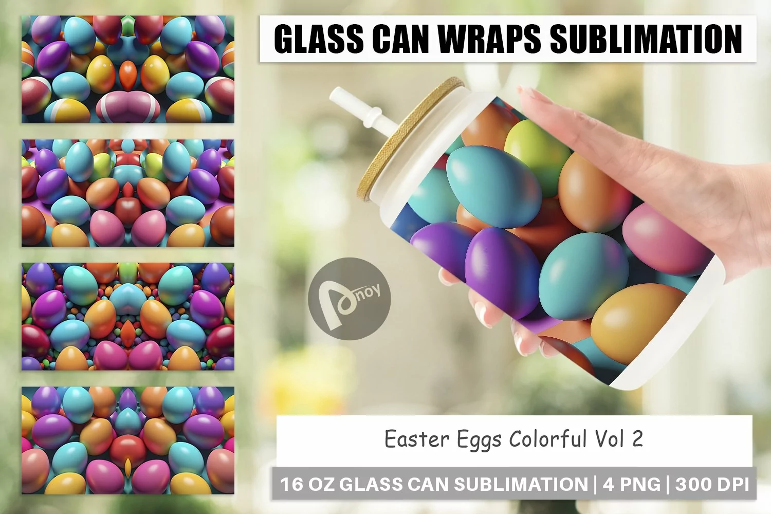 Glass Can Wraps Easter Eggs Colorful product image 1