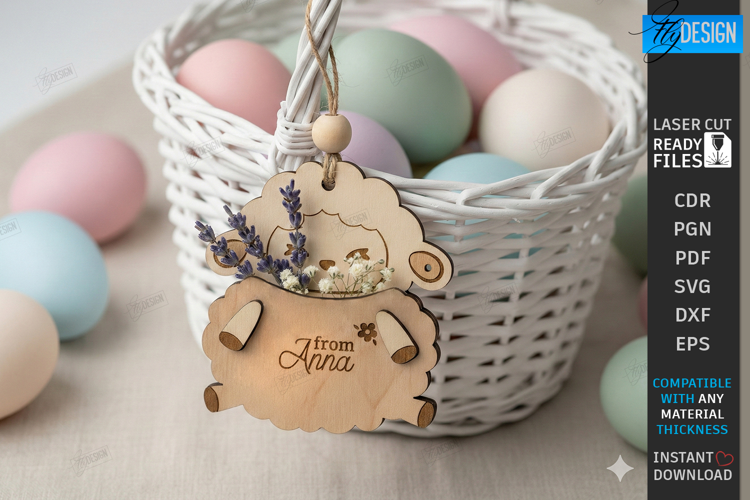 3D Easter Gift Tag Laser Cut | Basket Tag | Money Holder SVG product image 1
