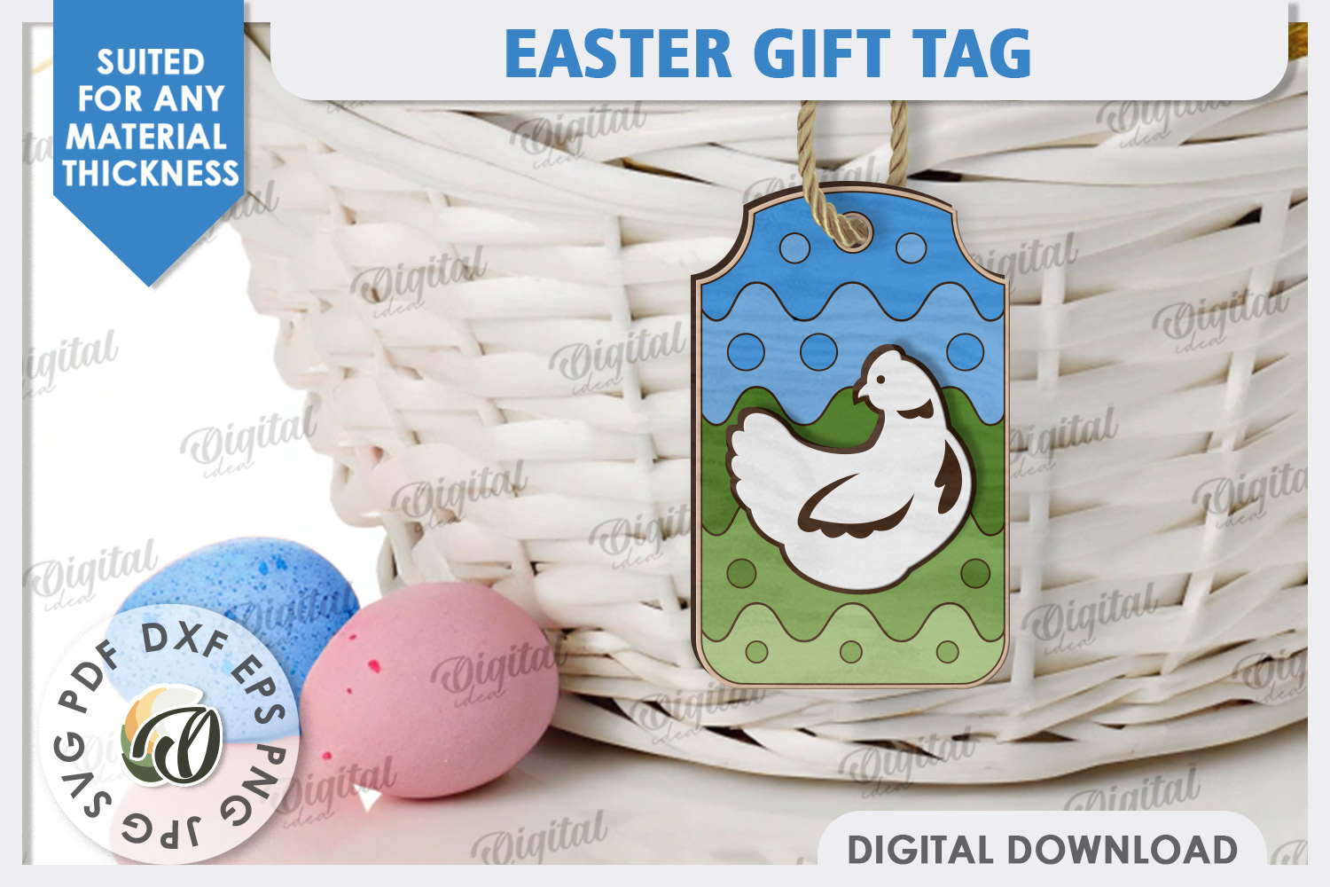 Easter Gift Tag Laser Cut. Easter Basket Tag SVG product image 1