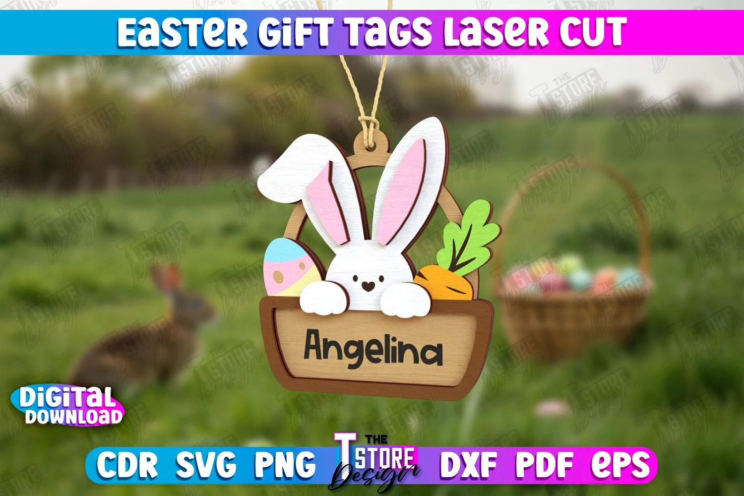 Easter Gift Tag Laser Cut Design | Easter Basket Tag SVG product image 1