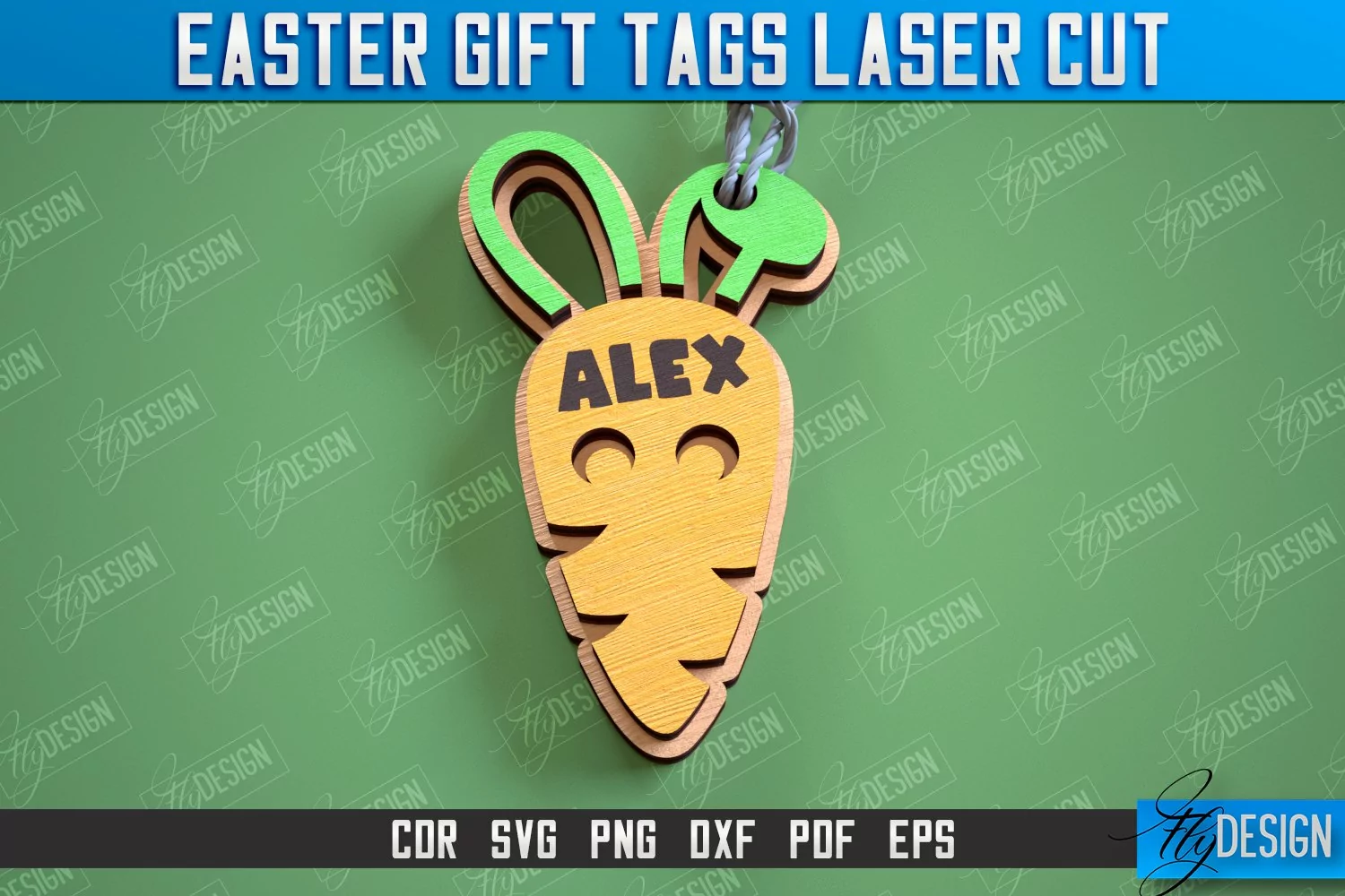 3d Easter Gift Tag Laser Cut Design, Easter Basket Tag SVG product image 1