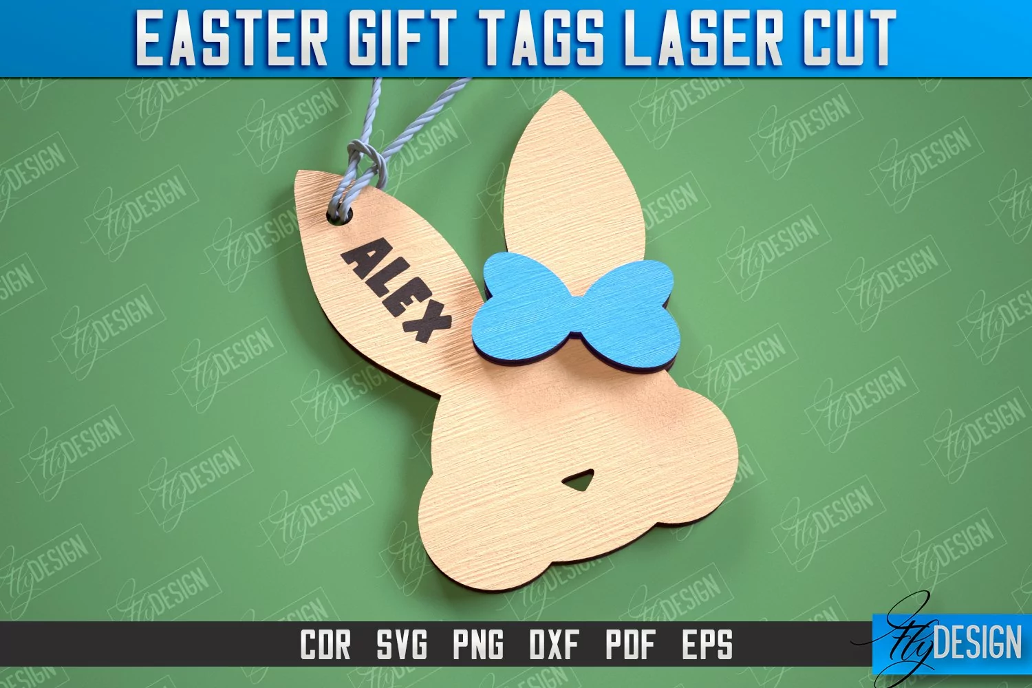 3d Easter Gift Tag Laser Cut Design, Easter Basket Tag SVG product image 1