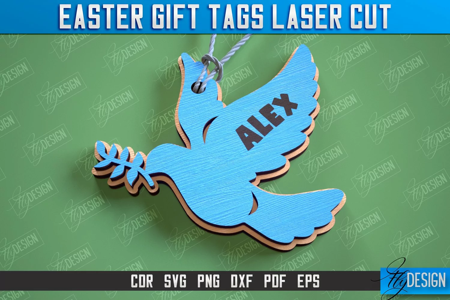 3d Easter Gift Tag Laser Cut Design, Easter Basket Tag SVG product image 1