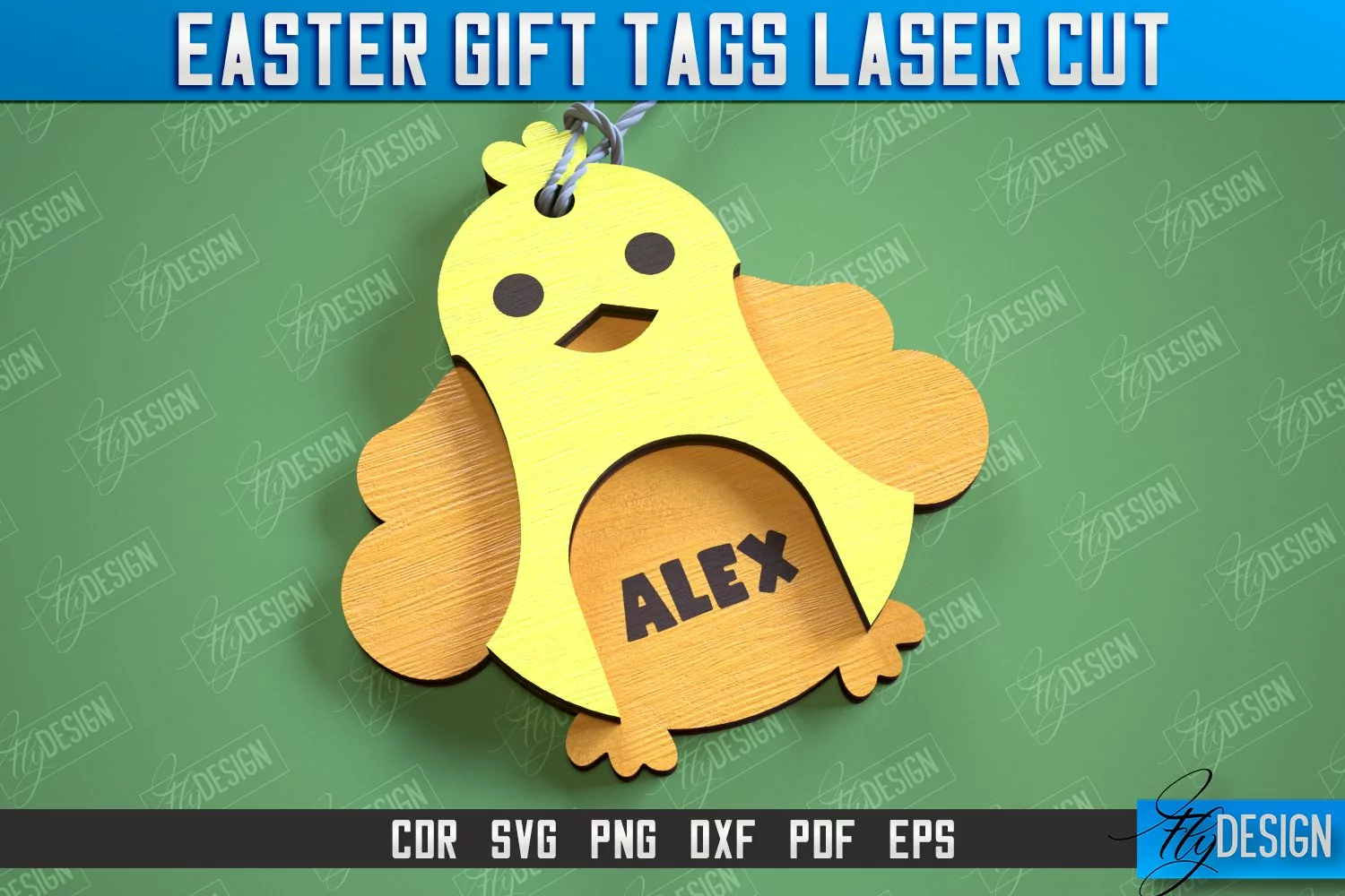 3d Easter Gift Tag Laser Cut Design, Easter Basket Tag SVG product image 1