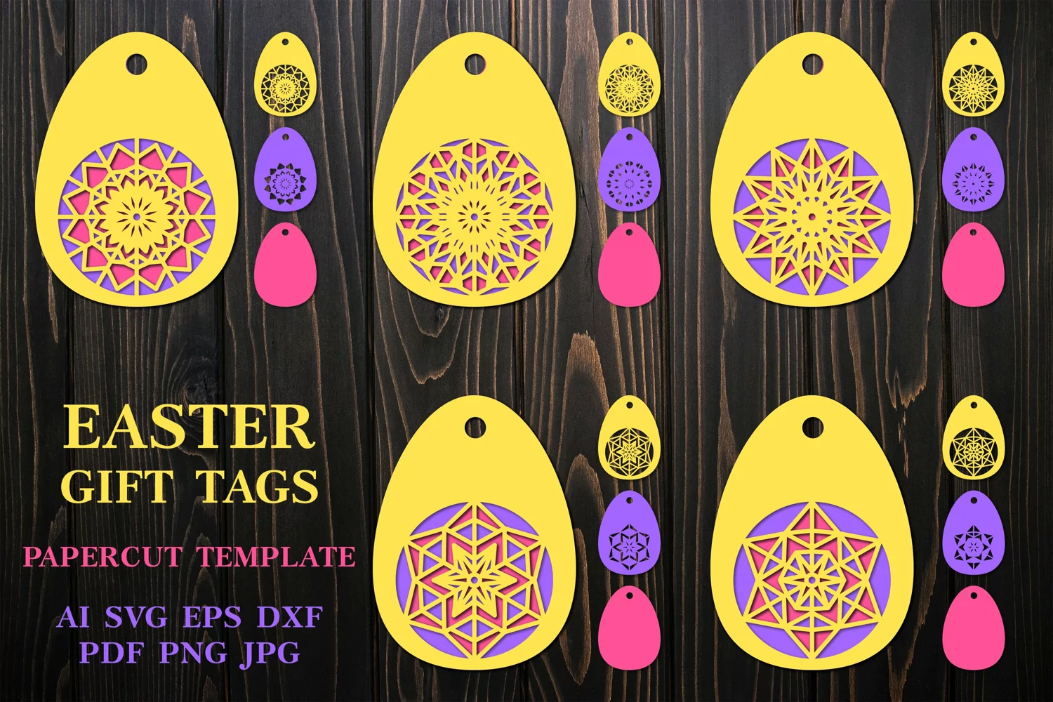 Easter Papercut gift tags. Paper Cut Easter Tags. Easter SVG product image 1