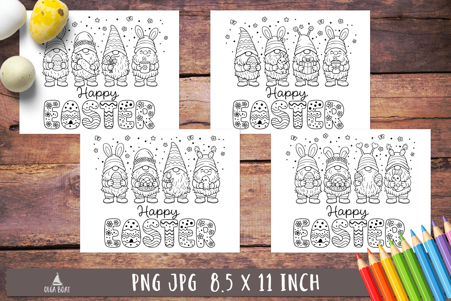 Easter Gnome Coloring Pages Happy Easter printable