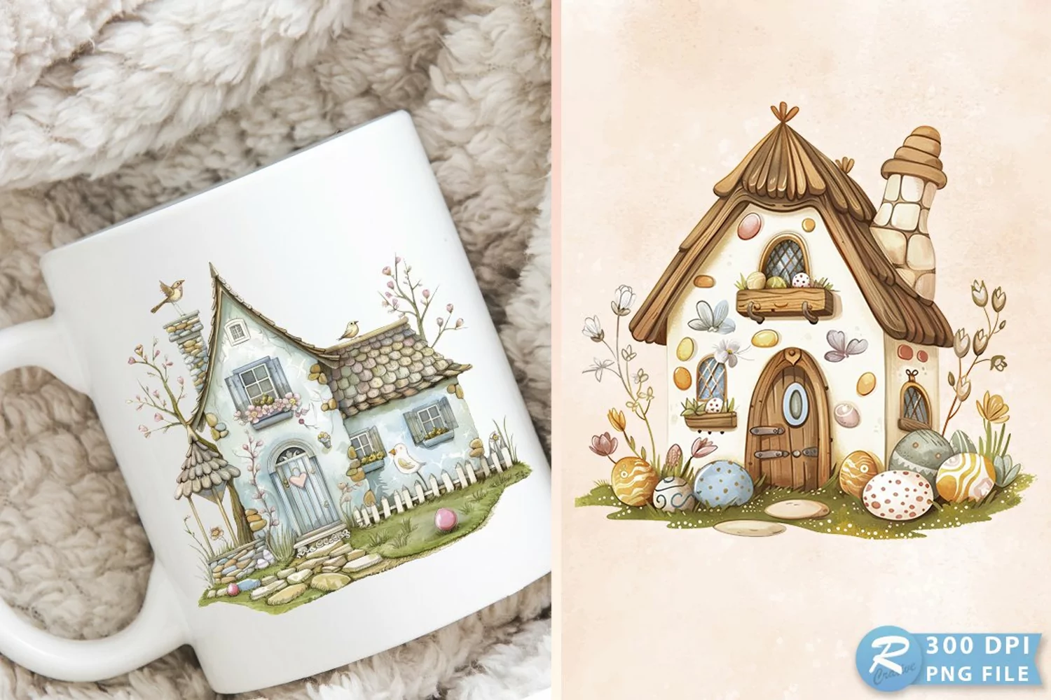 Easter House Cottage Home Spring Clipart product image 1