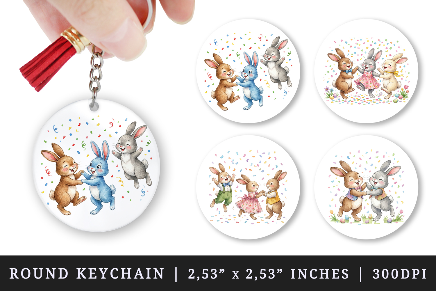 Easter round keychain pintable sublimation design png product image 1
