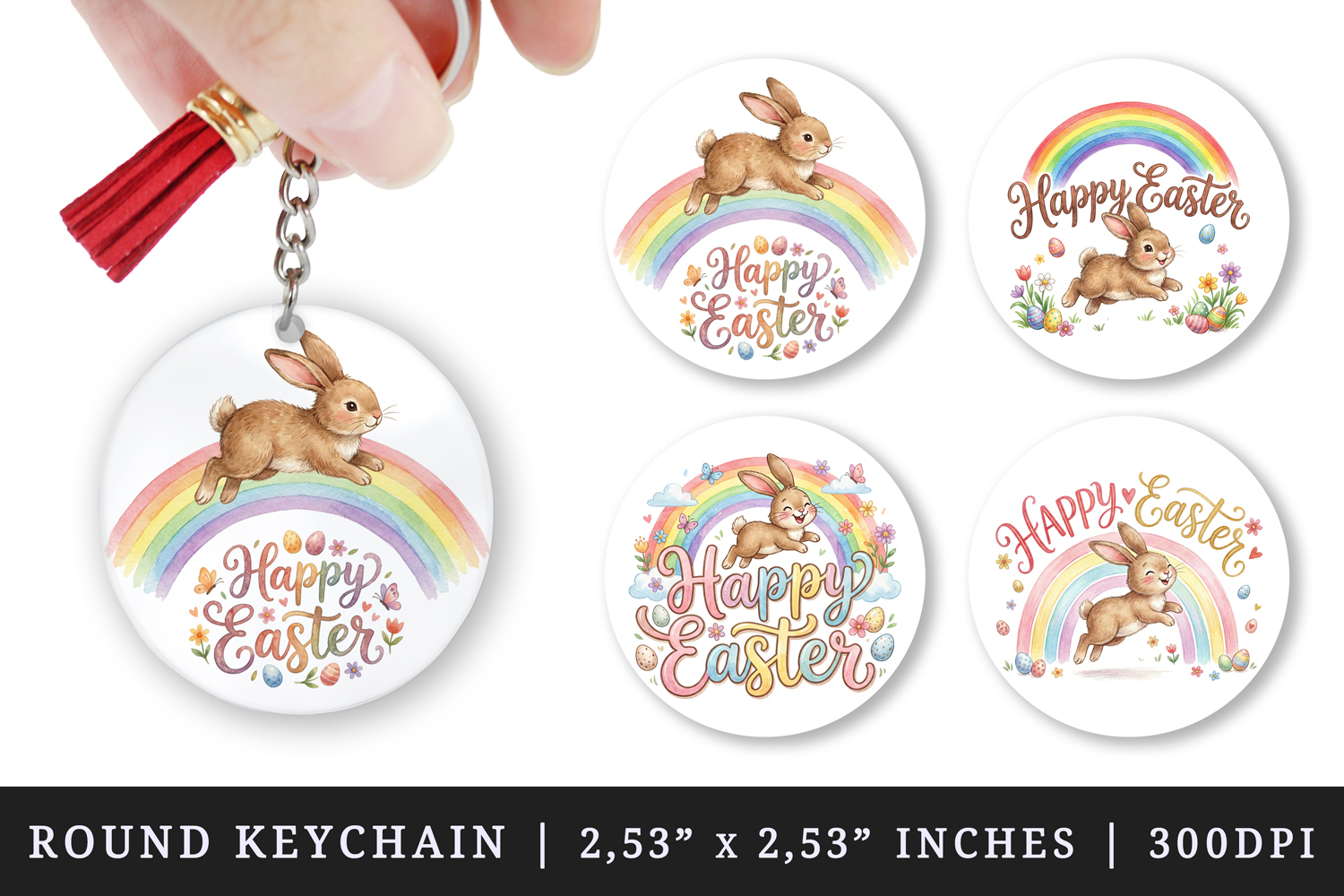 Easter round keychain pintable sublimation design png product image 1