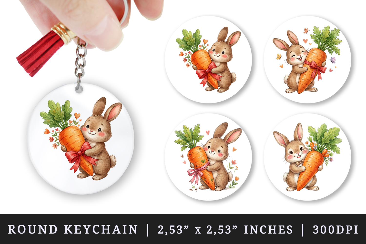 Easter round keychain pintable sublimation design png product image 1