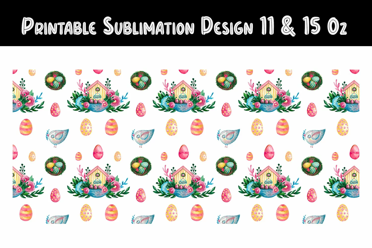 Easter Mug Sublimation Wrap 11 and 15 Oz product image 1