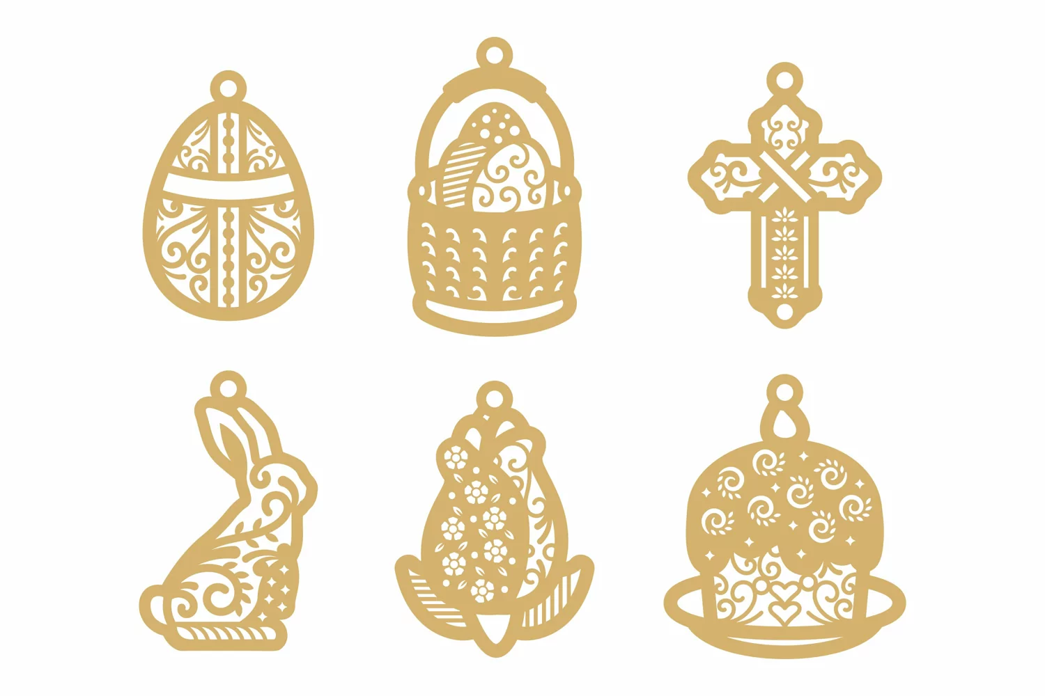 Easter Symbols with Ornamental Pattern Lasercut Gift Tag Set product image 1