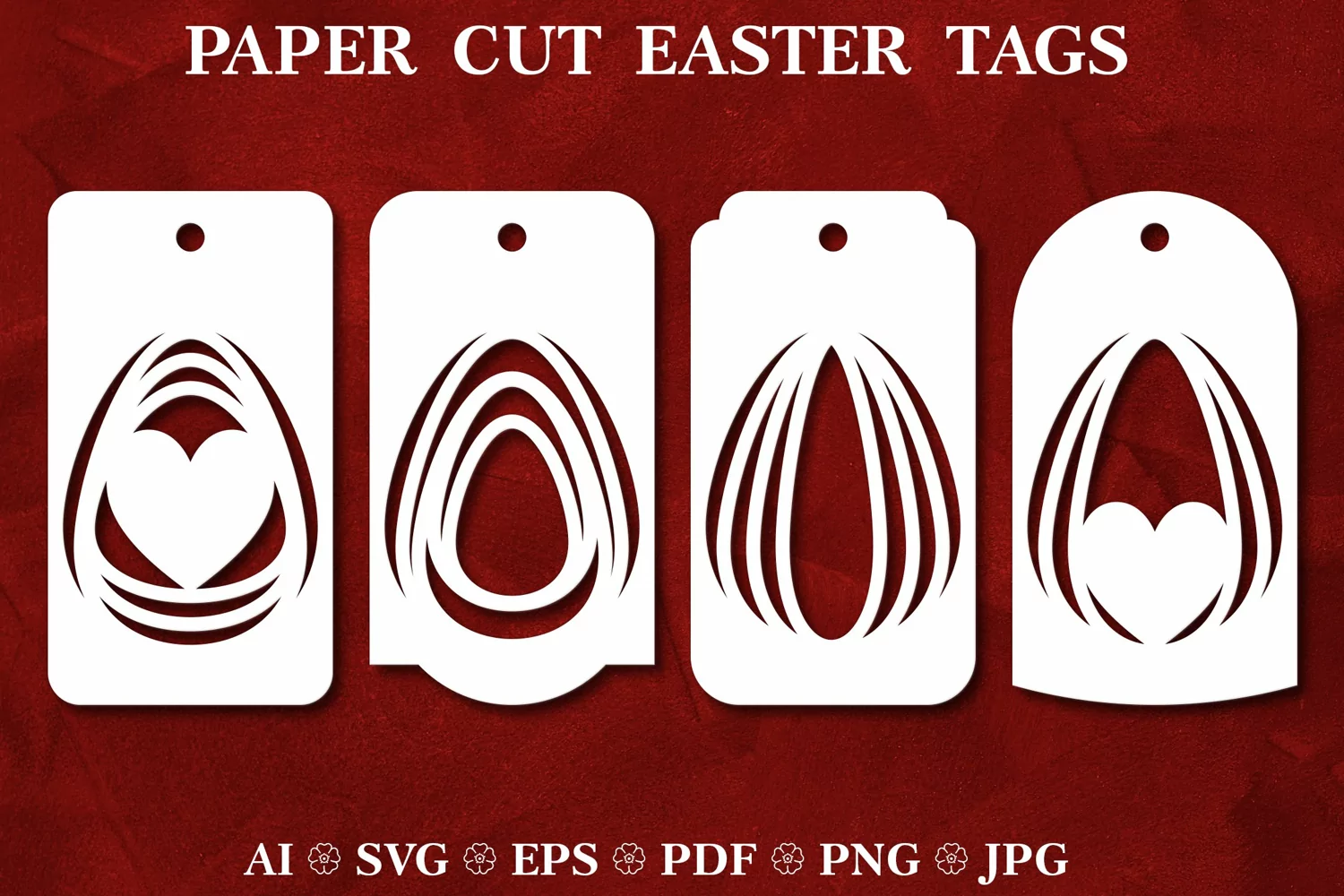 Easter Paper Cut Tags Template. Easter Gift Tags Cut FIle product image 1
