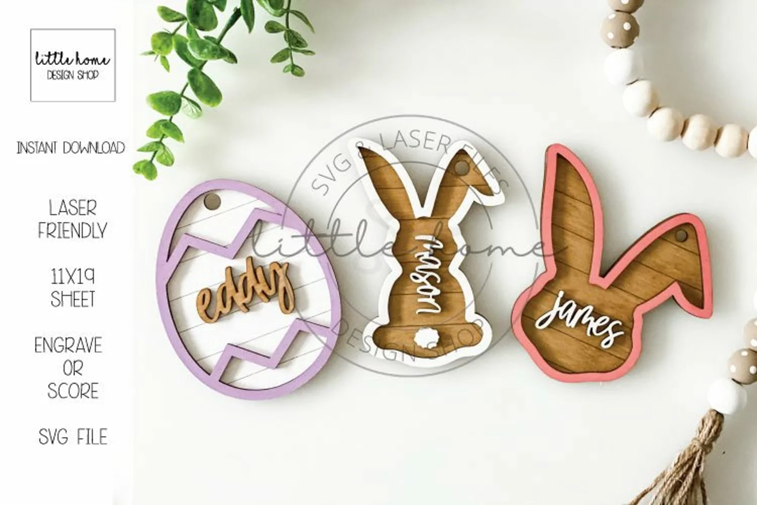 Easter Basket Name Tag, Easter Laser Files product image 1