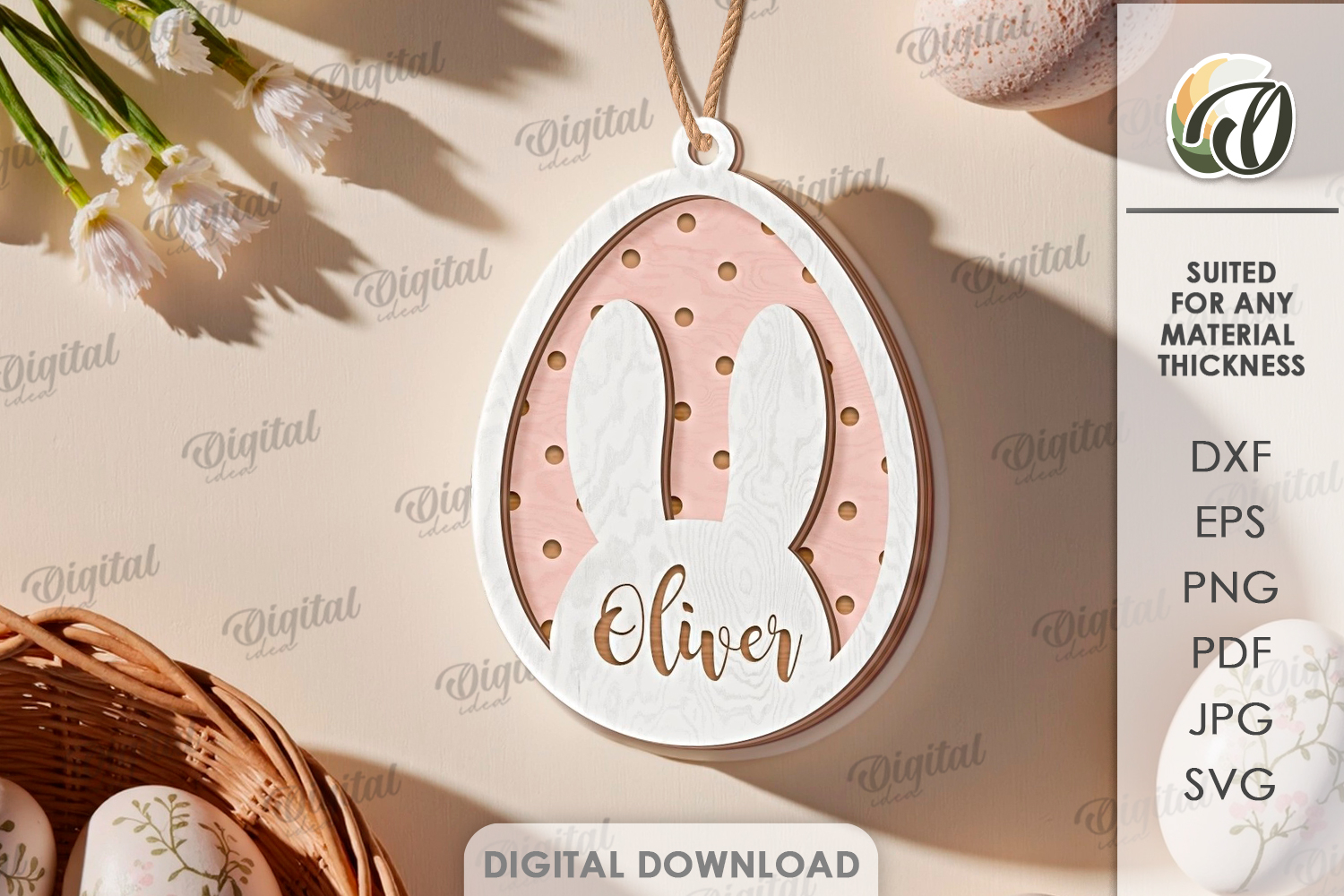 3D Easter Tag Laser Cut. Personalized Gift Tag SVG product image 1