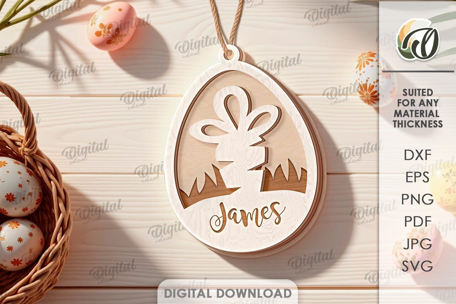 3D Easter Tag Laser Cut. Personalized Gift Tag SVG product image 1