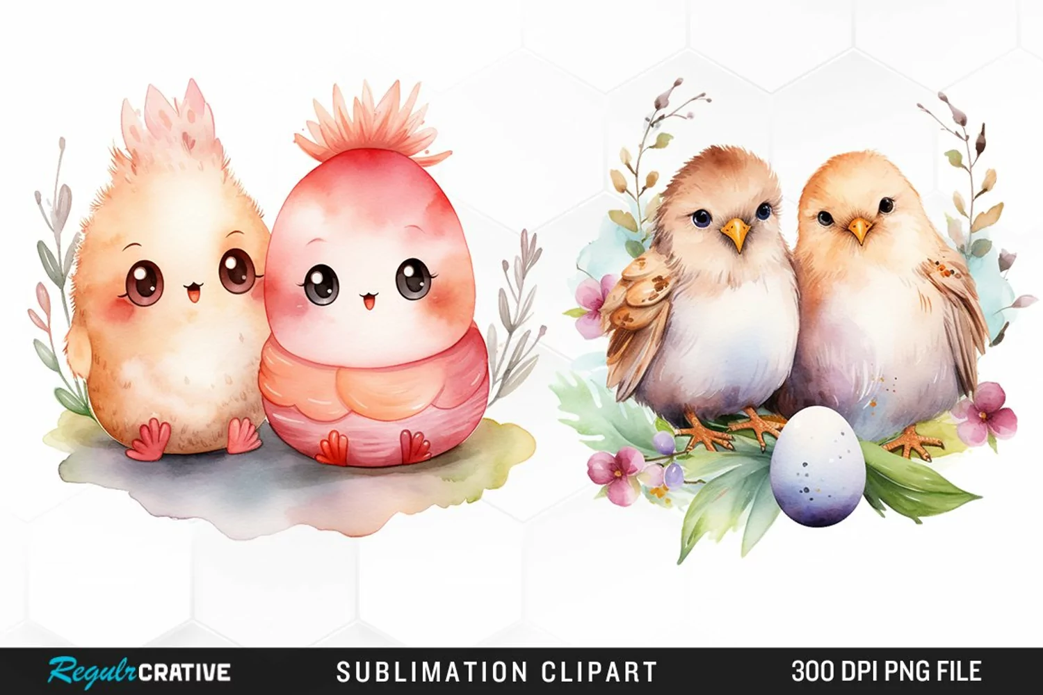 Easter watercolor Cute couple Graphic product image 1