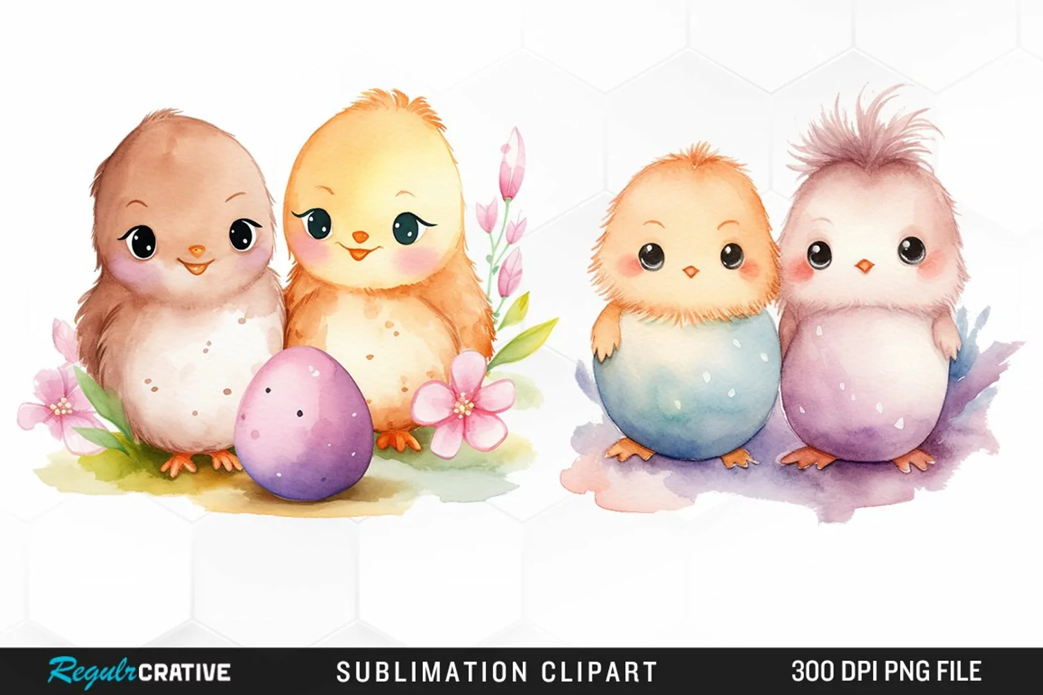 Easter watercolor Cute couple Exquisite Clipart product image 1