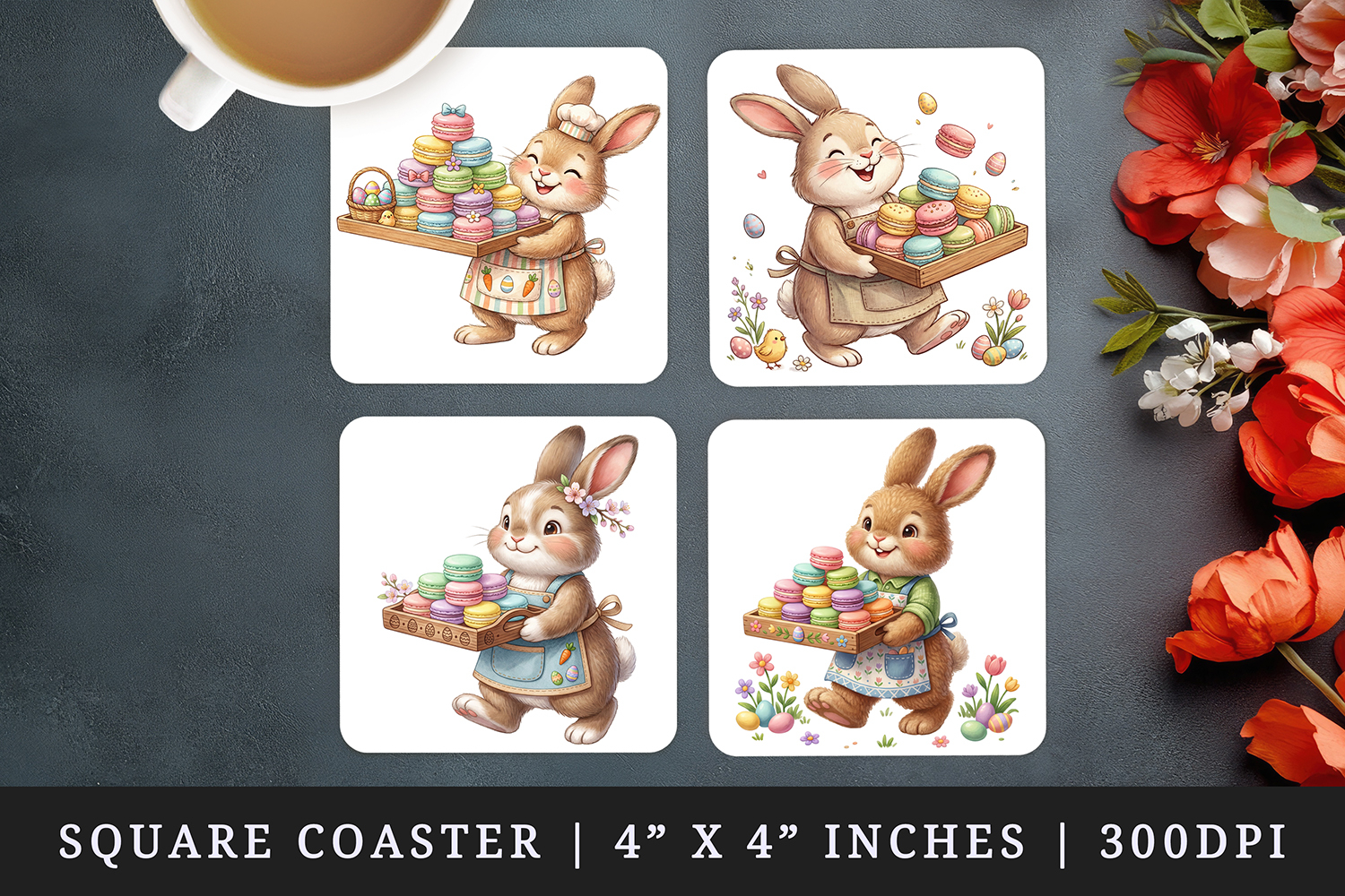 Easter square coaster sublimation, coasters design product image 1