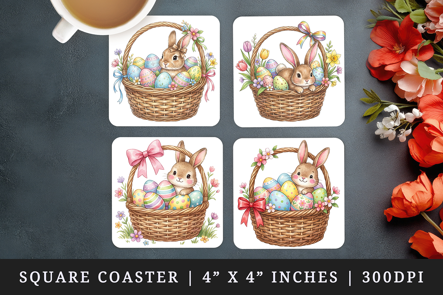 Easter square coaster sublimation, coasters design product image 1