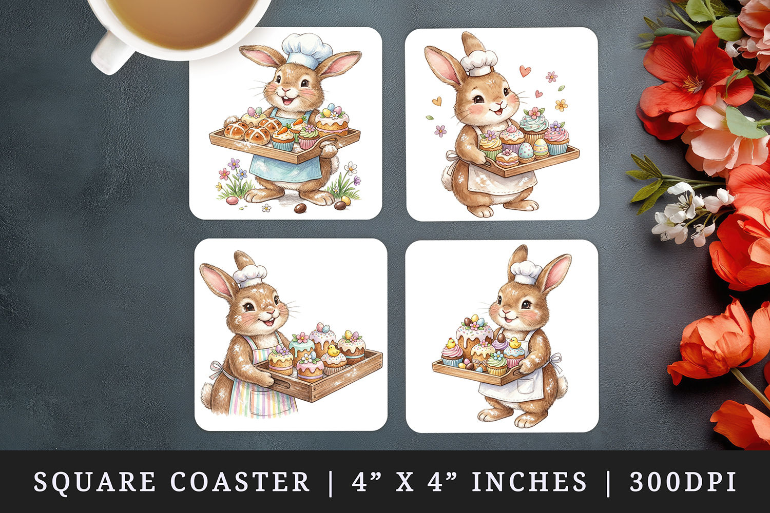 Easter square coaster sublimation, coasters design product image 1