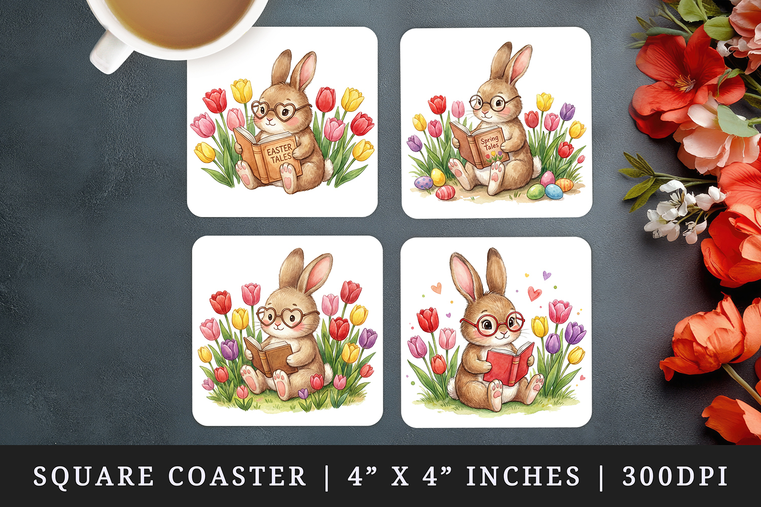 Easter square coaster sublimation, coasters design product image 1