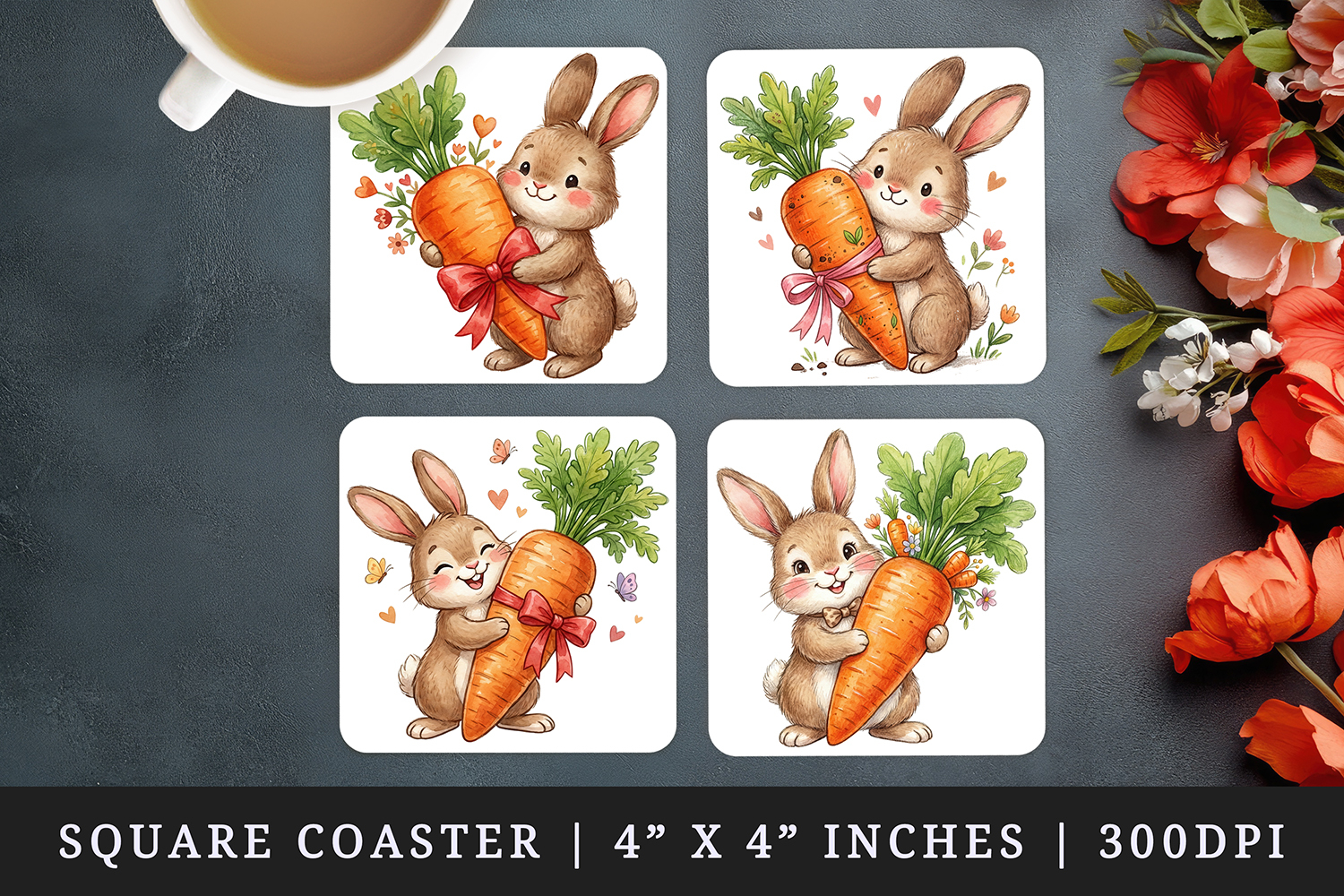 Easter square coaster sublimation, coasters design product image 1