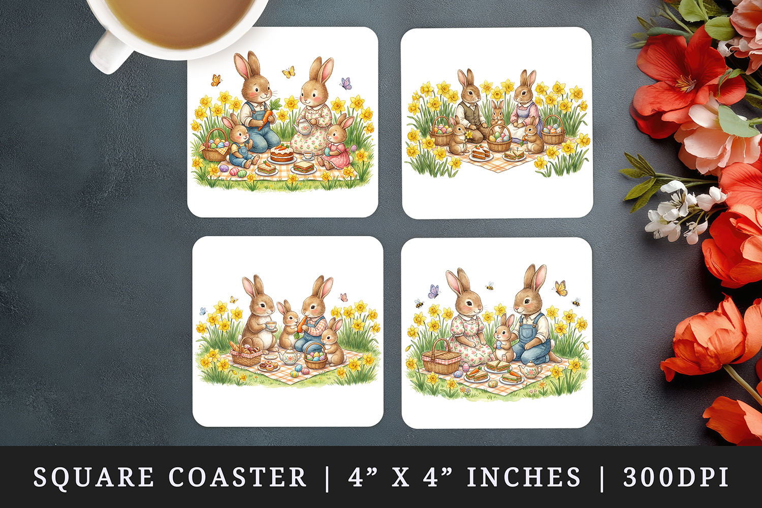 Easter square coaster sublimation, coasters design product image 1
