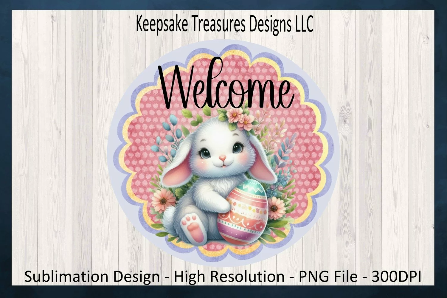 Welcome Easter Bunny Door Hanger, Sublimation PNG product image 1
