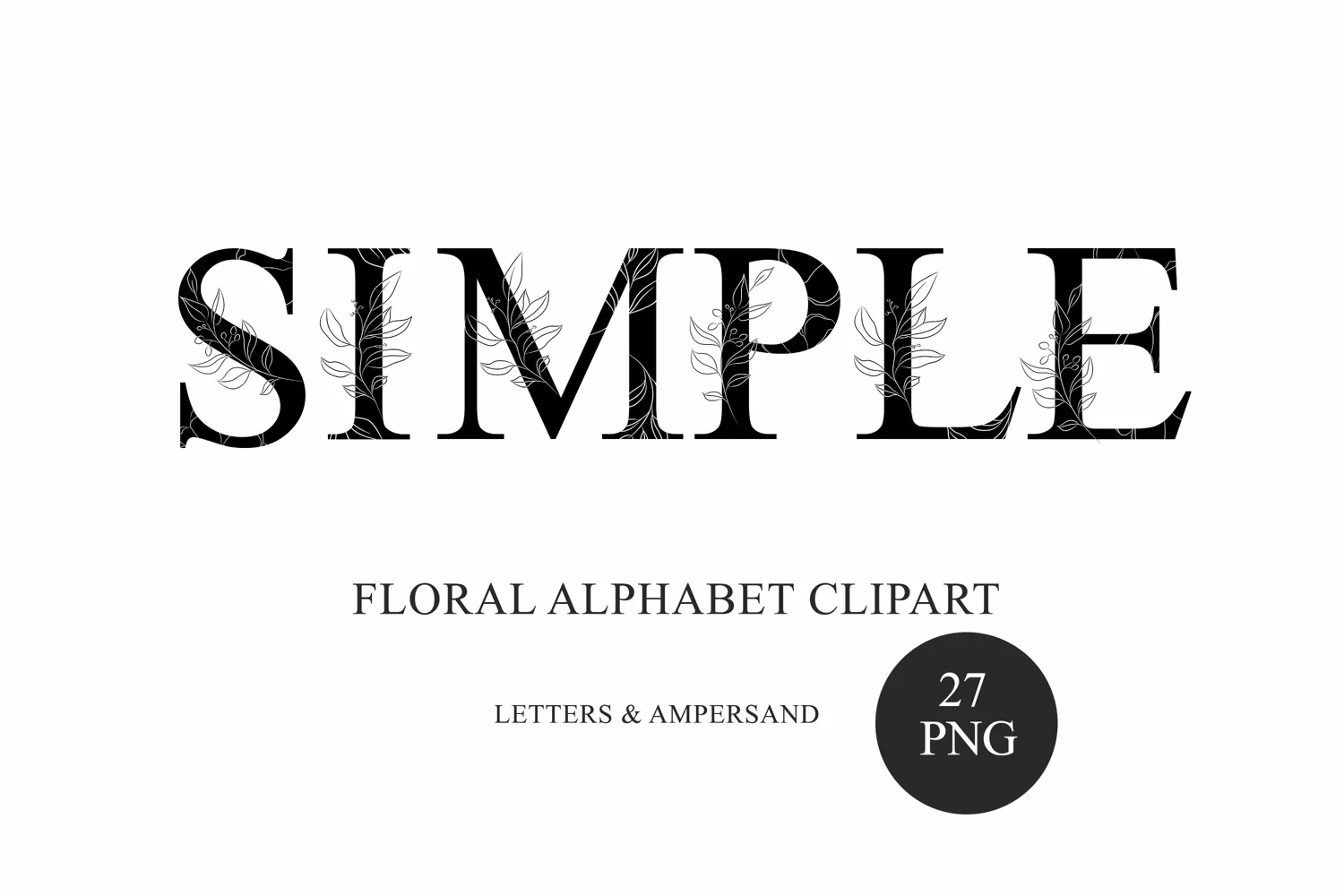 Floral alphabet clipart. Uppercase letters png clipart product image 1