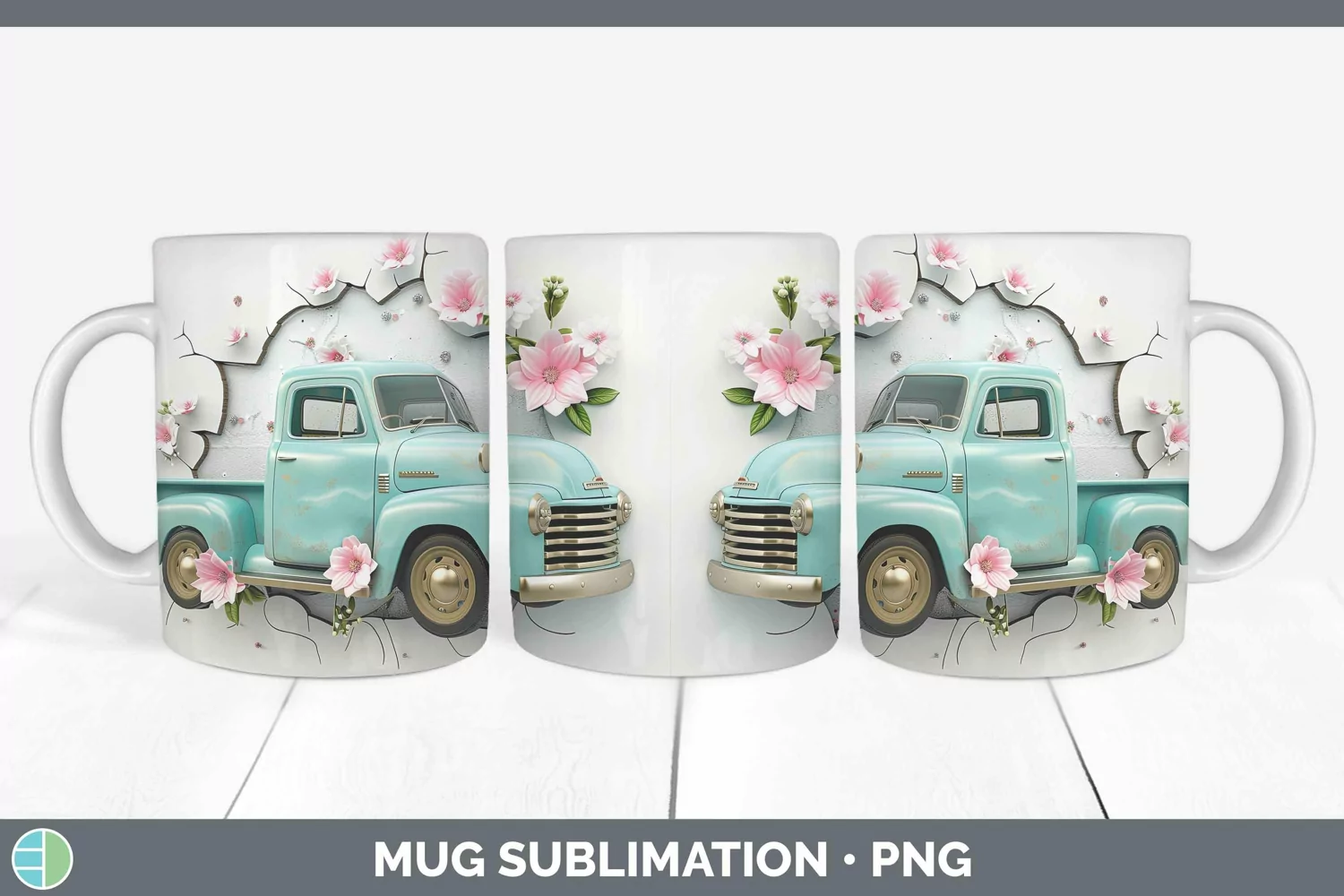 Gorgeous3D Hole in the Wall Mug Wrap design.