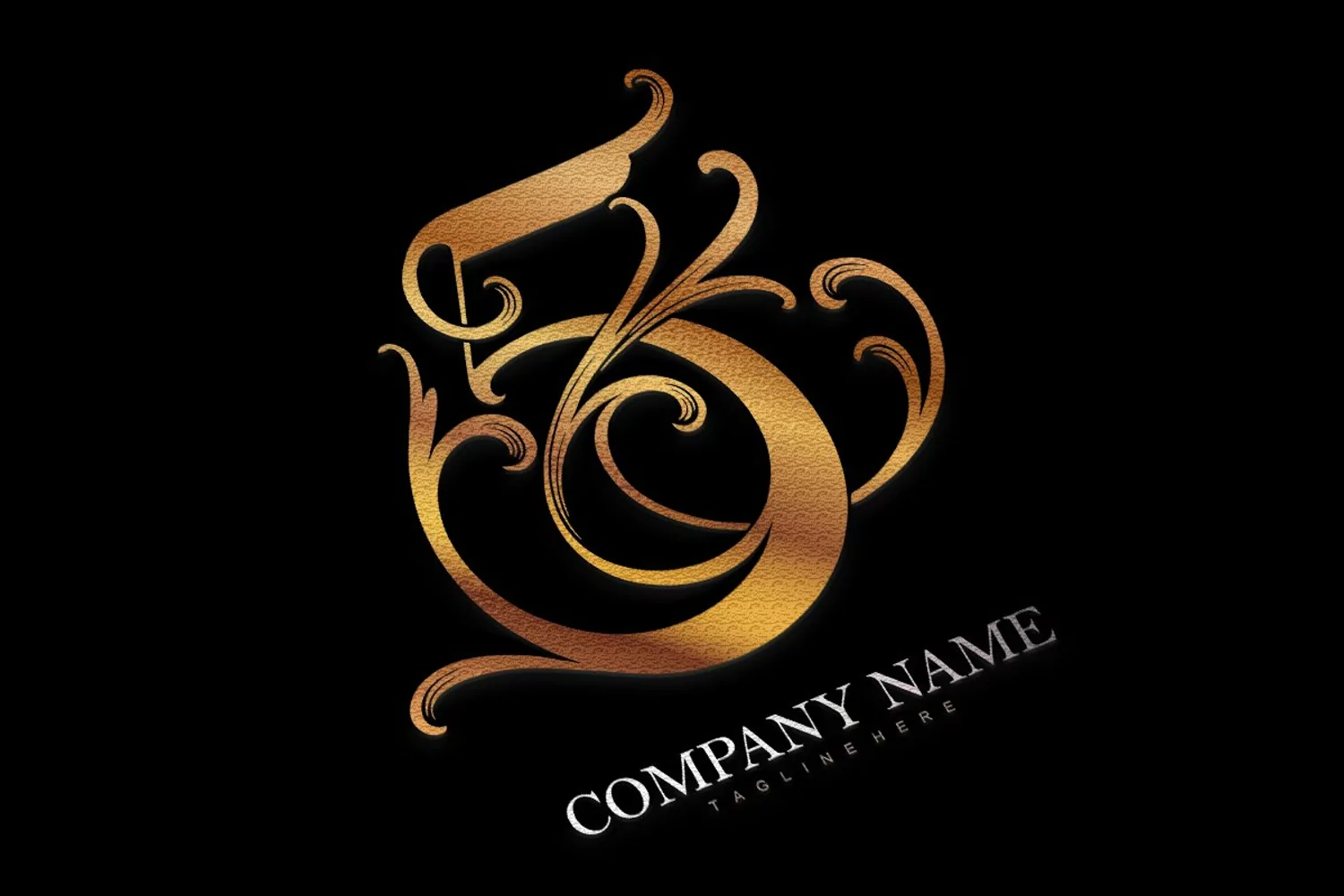 Elegance vintage gold floral number 5 monogram logo product image 1