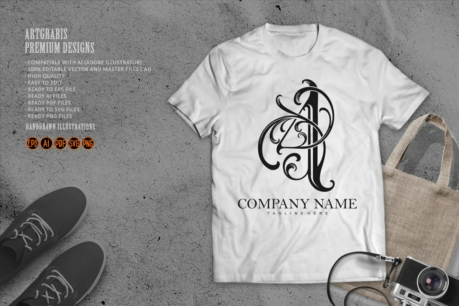 Elegant flourish vintage number 4 monogram logo monochrome product image 1