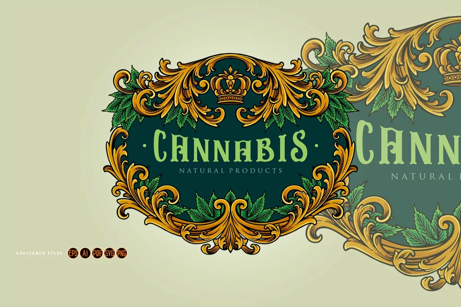 Elegant frame vintage cannabis flourish illustrations product image 1