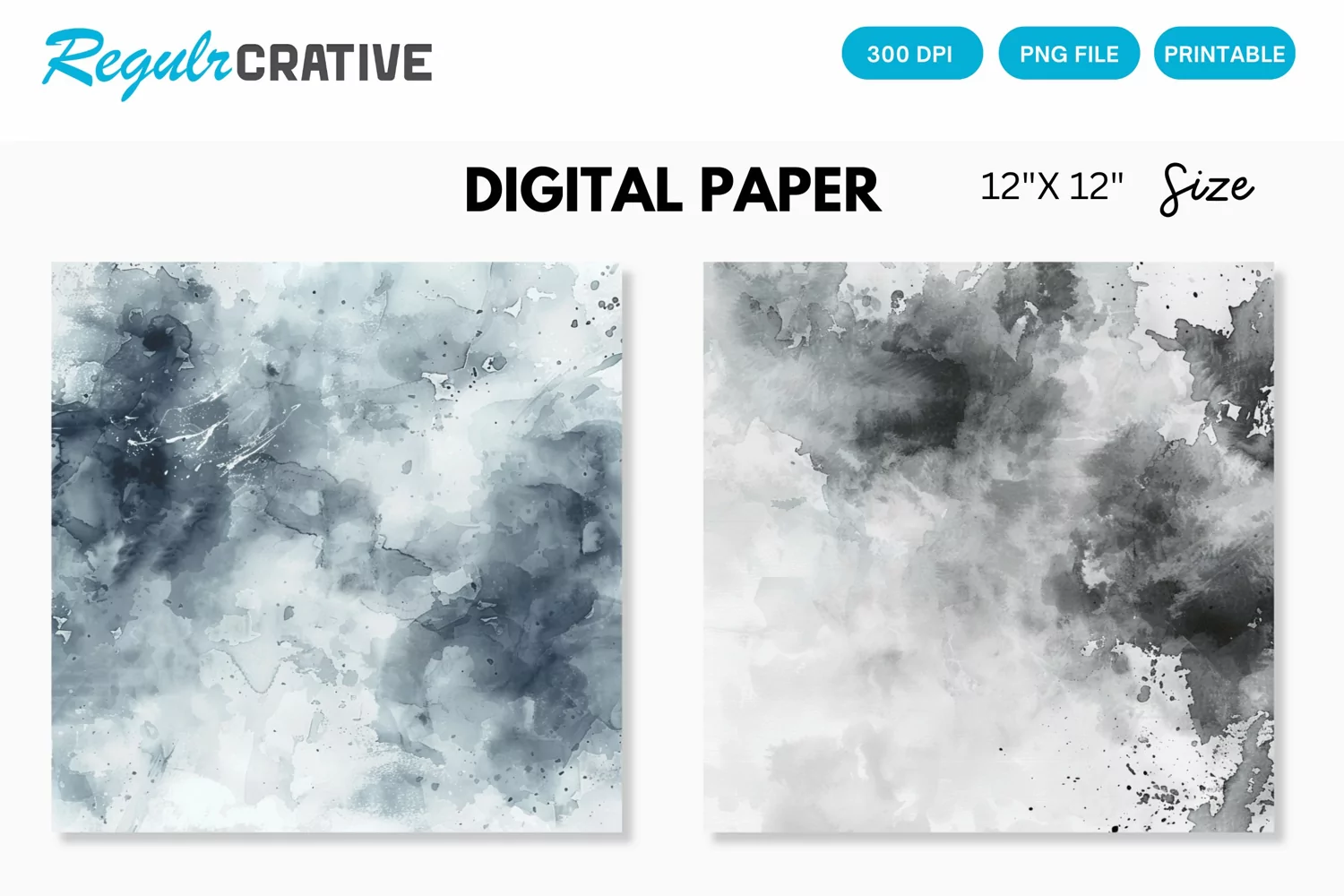 Elegant Gray Watercolor Abstract Digital Paper product image 1