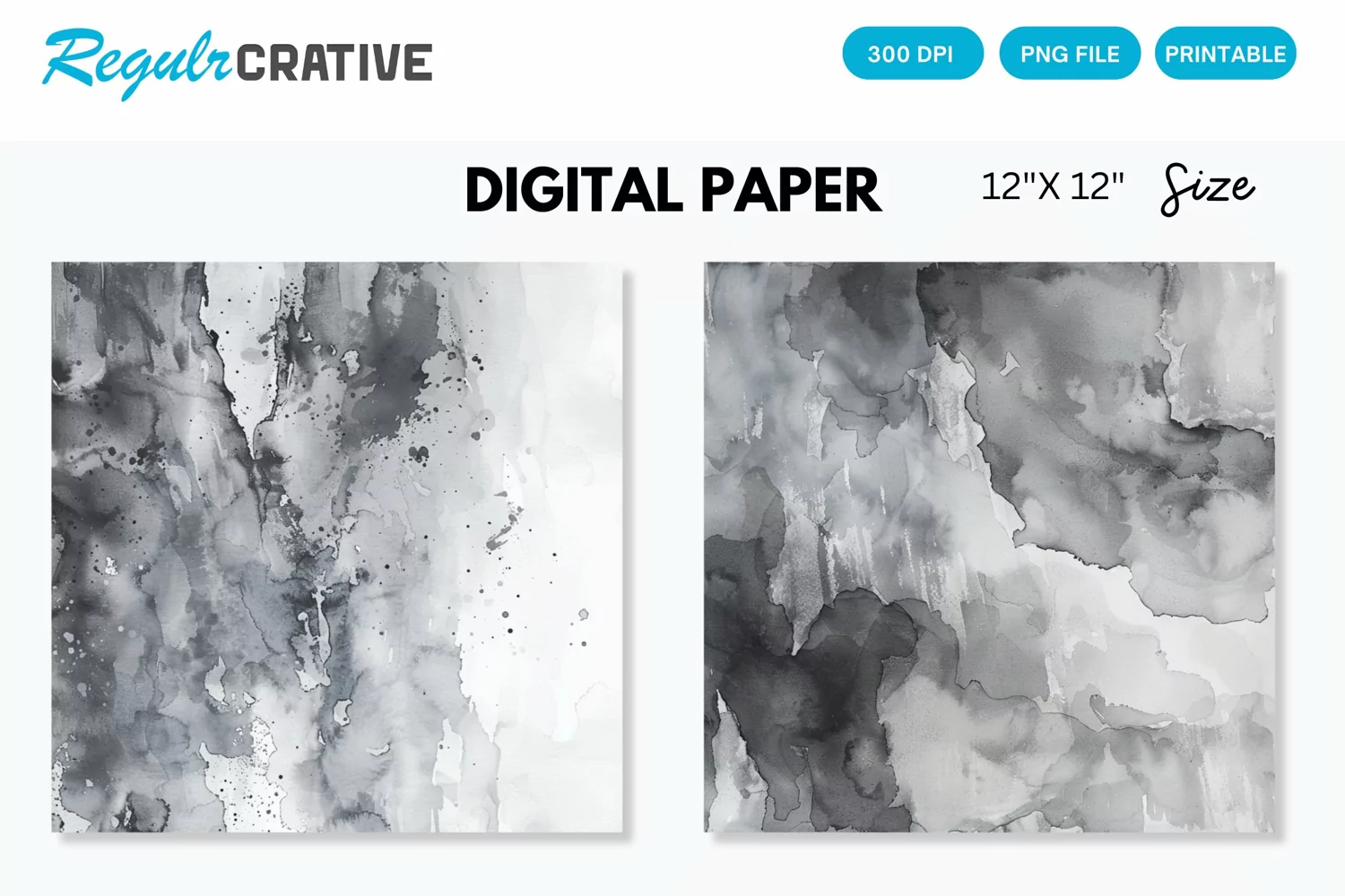 Elegant Gray Watercolor Abstract Digital Paper product image 1