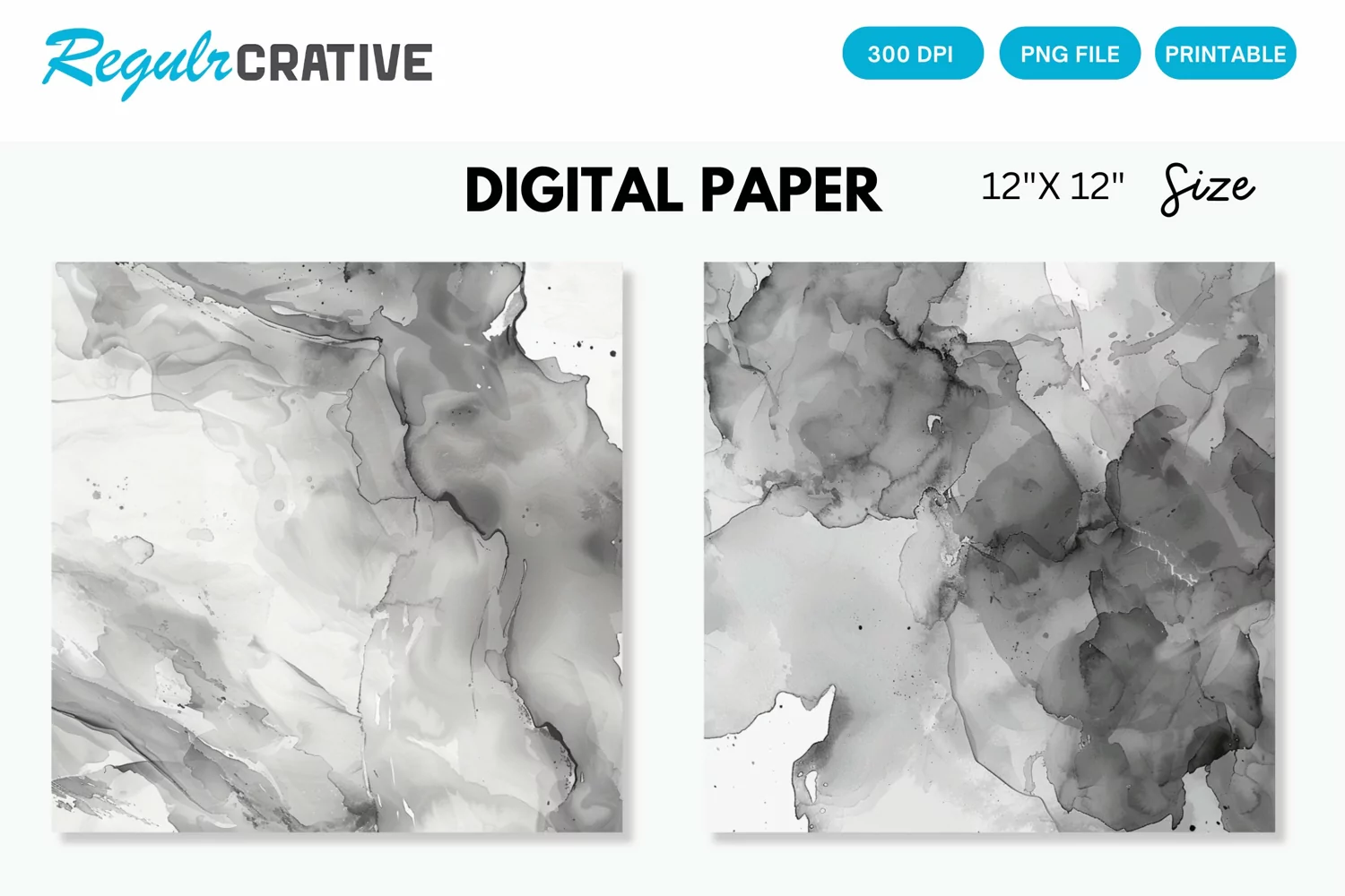 Elegant Gray Watercolor Abstract Digital Paper product image 1