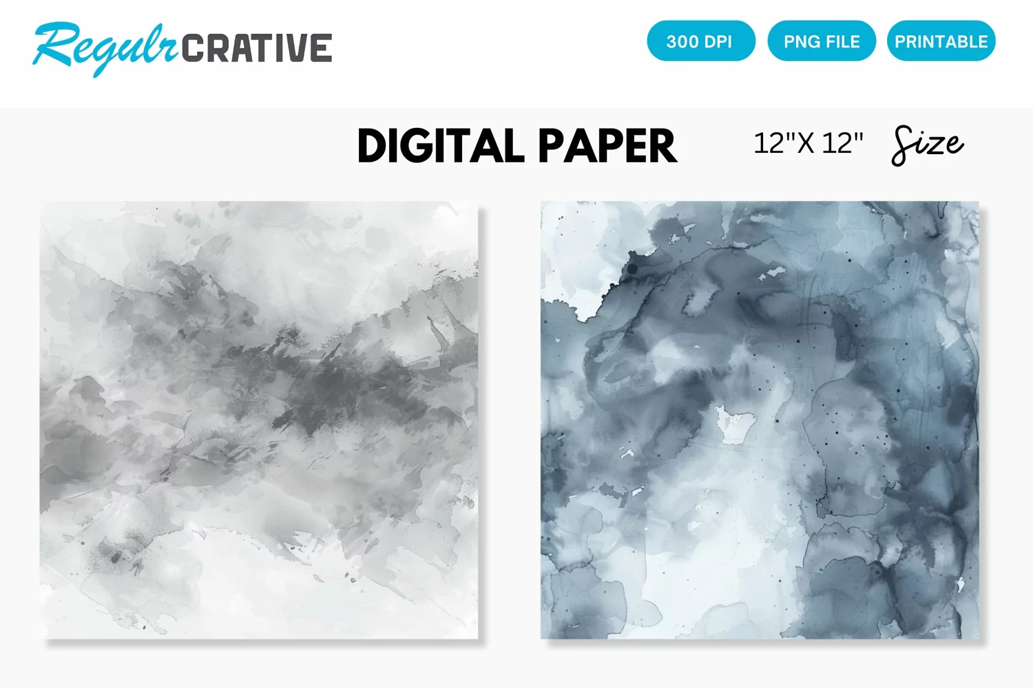 Elegant Gray Watercolor Abstract Digital Paper product image 1