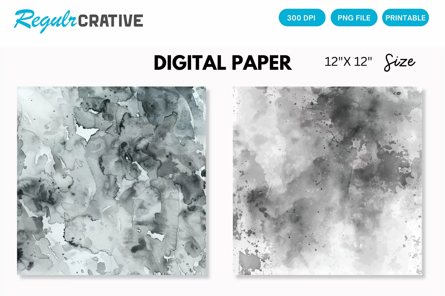 Elegant Gray Watercolor Abstract Digital Paper product image 1