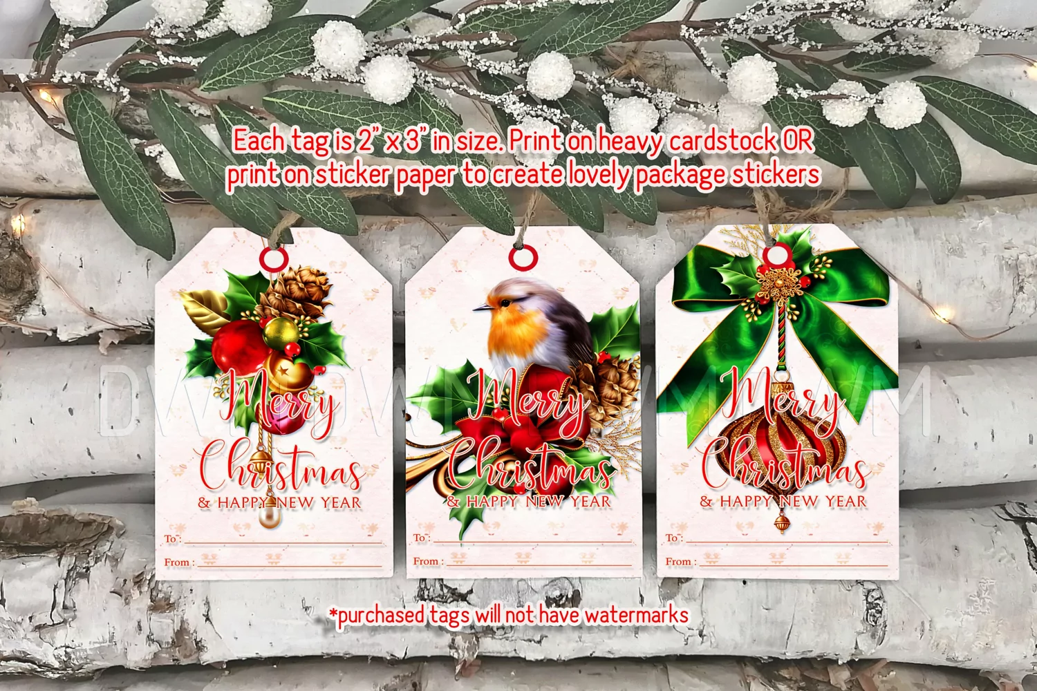 Christmas Elegant Decor Printable Gift Tags & Sheet product image 1