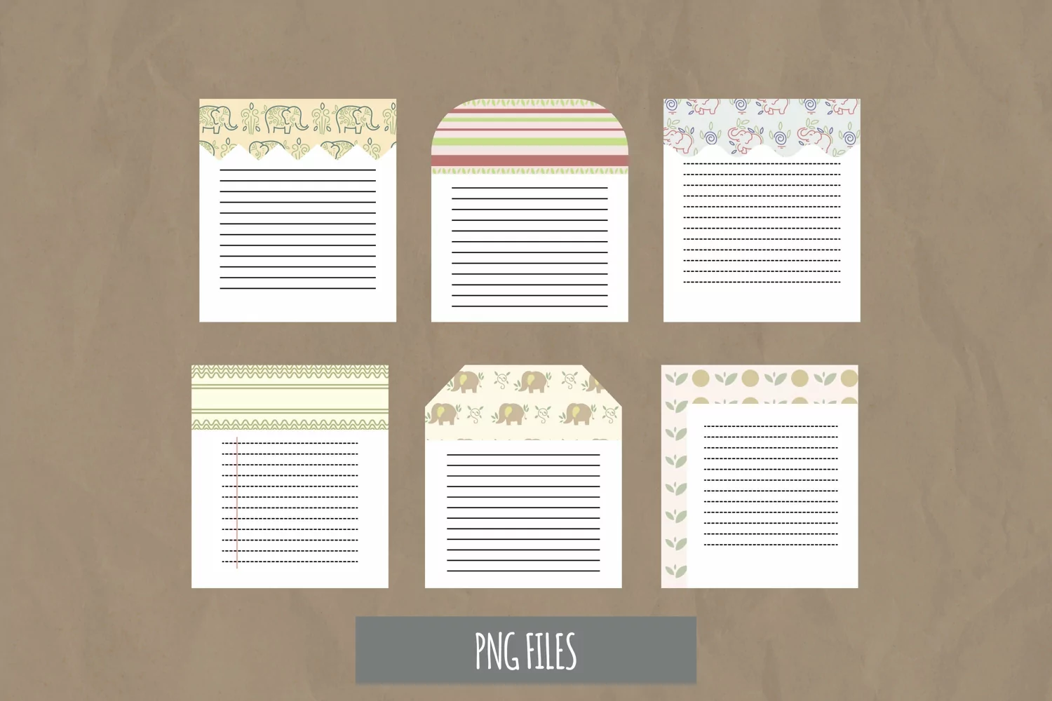 Vintage Floral Elephant Seamless Shaped Journaling Page product image 1
