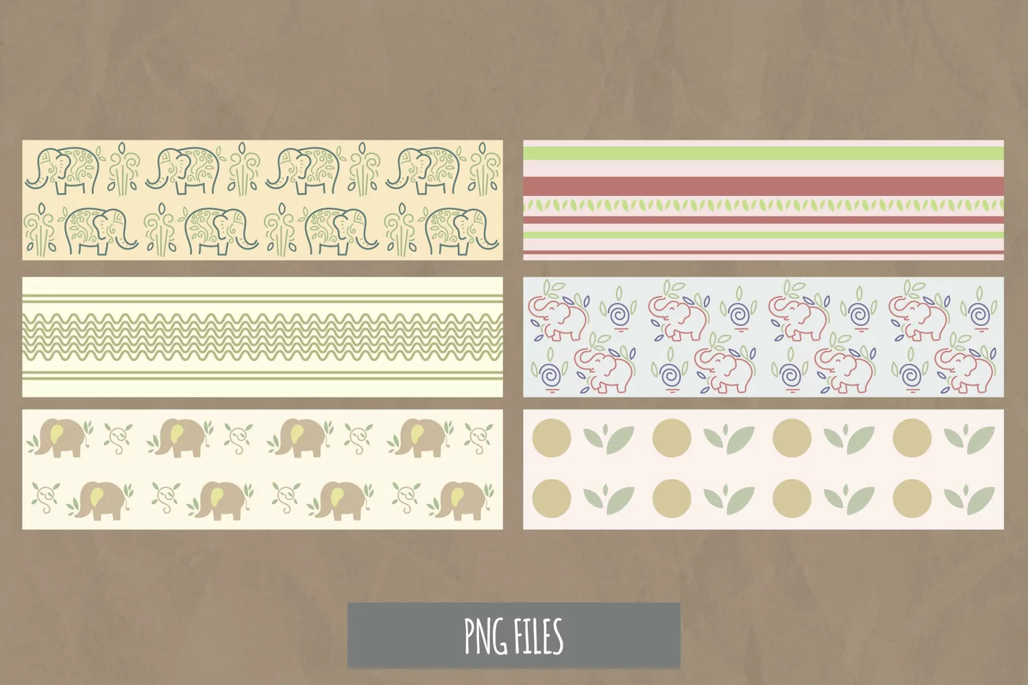 Vintage Floral Elephant Seamless Pattern Stripe product image 1