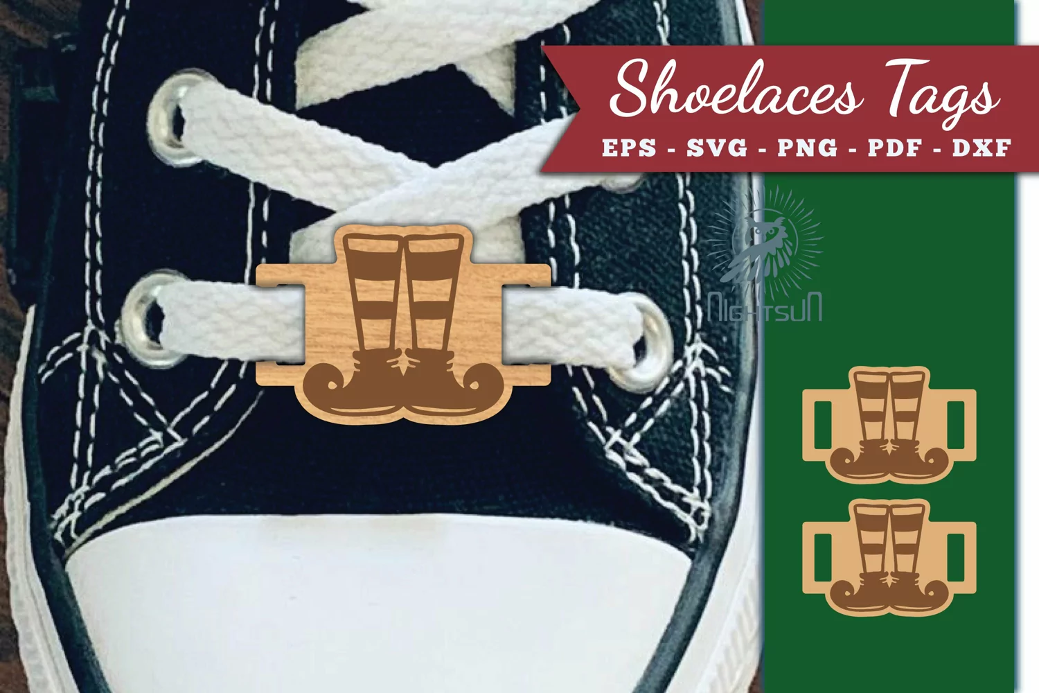 Elf Legs Shoelaces Tags Laser Cut SVG product image 1