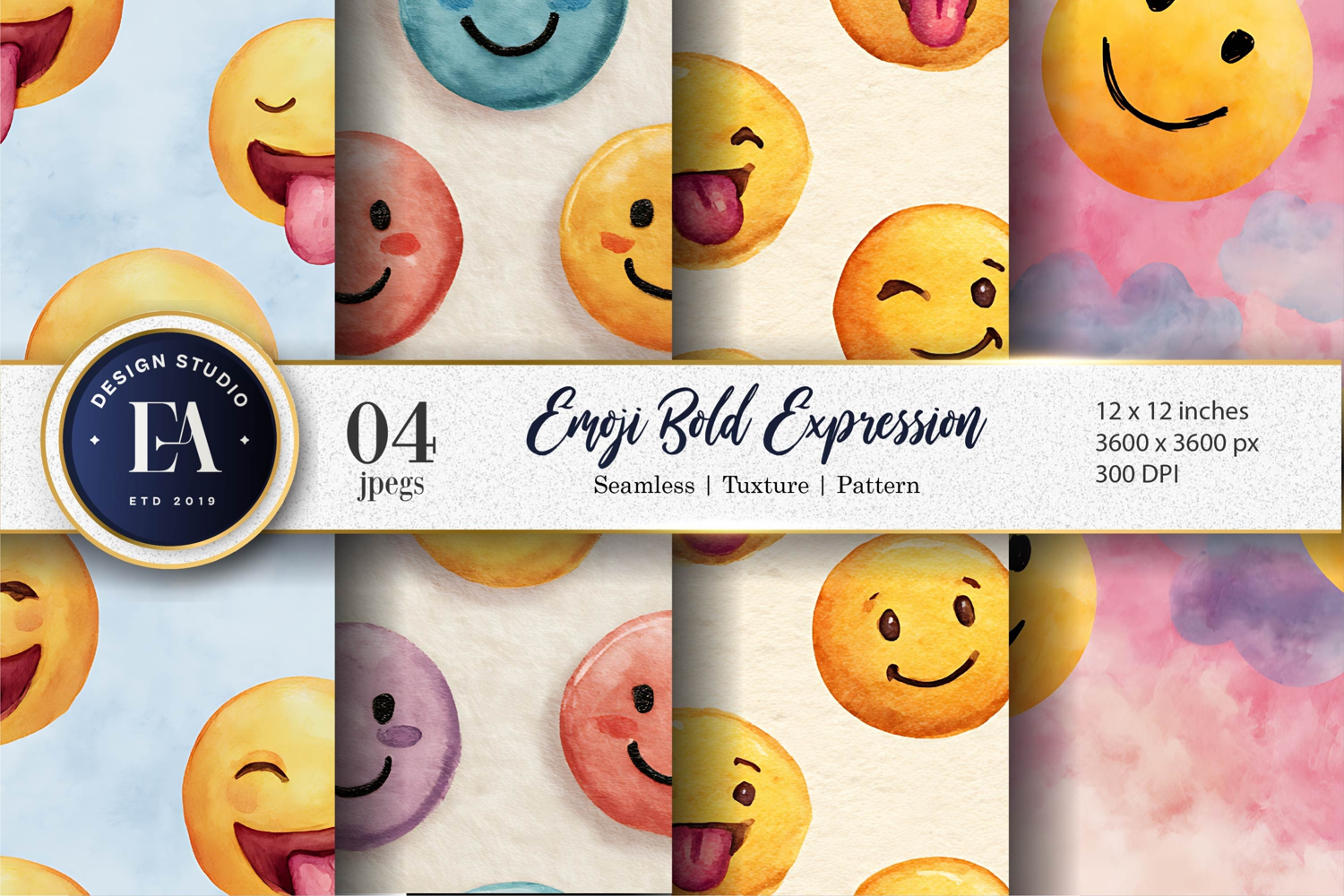 Clown Faces Watercolor Seamless Pattern Digital Paper product image 1