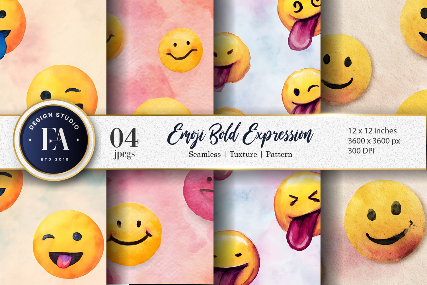 Clown Faces Watercolor Seamless Pattern Digital Paper product image 1